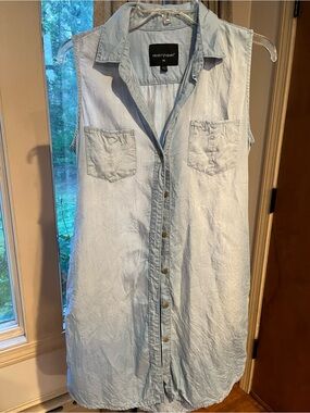 Velvet Heart Light Blue Sleeveless Chambray Shirt Dress